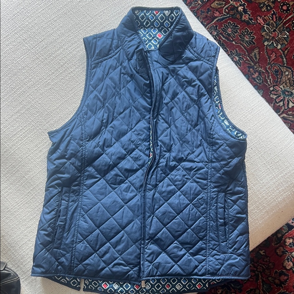 Peter Millar Blue Quilted Reversible Vest